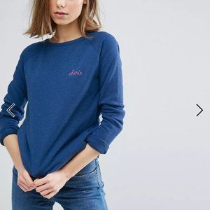 EUC Maison Labiche Shop Paris Cherie Embroidered Sweatshirt J.Crew top Sz LARGE!